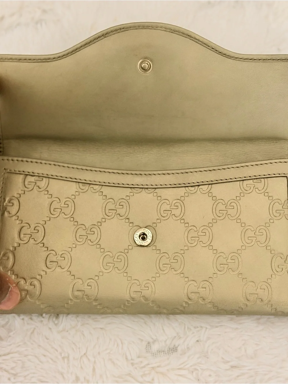 Gucci Gold Embossed GG Leather Continental Wallet
